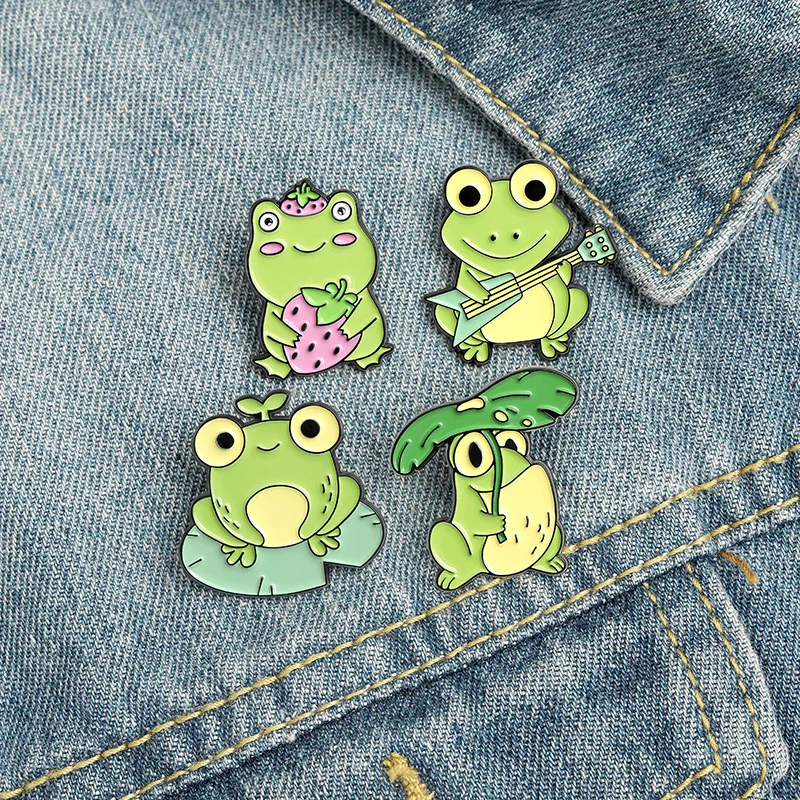 Cute Skateboard Frog Enamel Pin Guitar Frogs with Newspaper Bage Kawaii  Animal Brooch for Jewelry Accessory - AliExpress