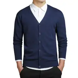 Yiwa мужские свитера весенне-осенний вязанный кардиган с v-образным вырезом и пуговицами, тонкий свитер, пальто, тонкие свободные топы для