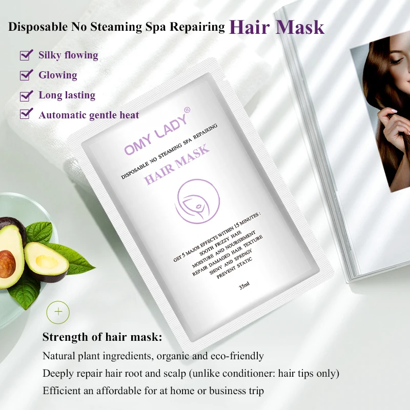 OMYLADY Disposable No Steaming Spa Repairing Hair Mask Keratin Repair Dry Damaged Automatic Repair Heating Hair Treatment Care OMYLADY Disposable No Steaming Spa Repairing Hair Mask Keratin Repair Dry Damaged Automatic Repair Heating Hair Treatment Care