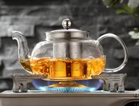 600/800ml Heat Resistant Glass Teapot Flower Tea Set Kettle 2