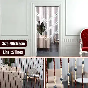 

27 Lines Wooden Bead String Curtain Handmade Wooden Blinds Partition Curtain Home Door Living Room Bedroom Blinds Decor 175x90cm