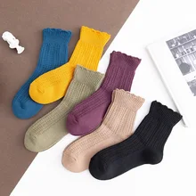 Модные женские носки милые зимние теплые японские дышащие однотонные корейские носки