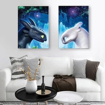 

Canvas Poster Movie How To Train Your Dragon 3:The Hidden World Toothless Night Fury Picture Print Home Decor No Frame