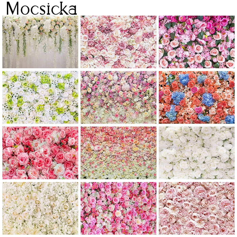 

Фон для фотосъемки на День святого Валентина с цветами для свадебной вечеринки для девушек женщин свадебный фон для дня рождения фотостудия Цветочная стена