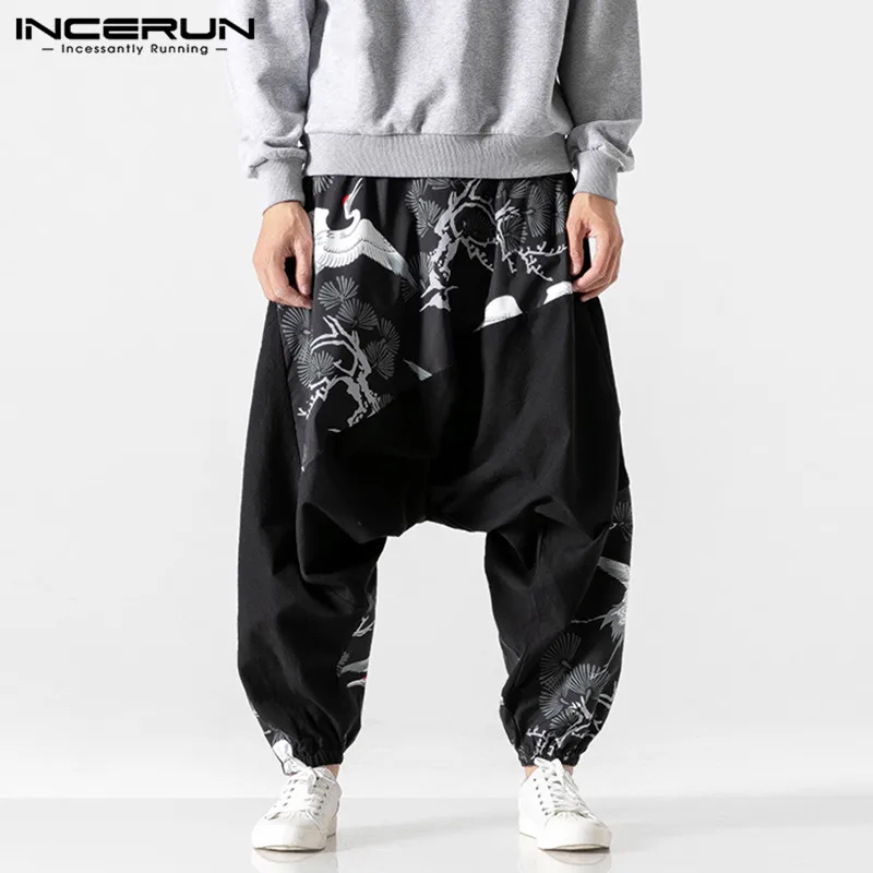 Men Harem Pants Fashion Printed Patchwork Trousers Man Floral Elastic Waist Joggers Casual Loose Drop Crotch Pantalones INCERUN Men Harem Pants Fashion Printed Patchwork Trousers Man Floral Elastic Waist Joggers Casual Loose Drop Crotch Pantalones INCERUN