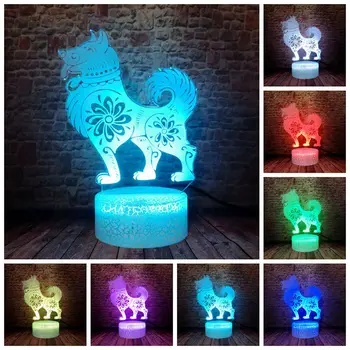 

Cute 3D Illusion LED Desk Nightlight Colorful Changing Light New Year Dog Animel Figure Model Light-up Toys Kids Decor