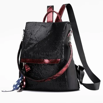 

Women Backpack Sequins Reflective Stripe School Bags for Teenage Girls High Quality Fashion Travel Woman Tote Packbags Street