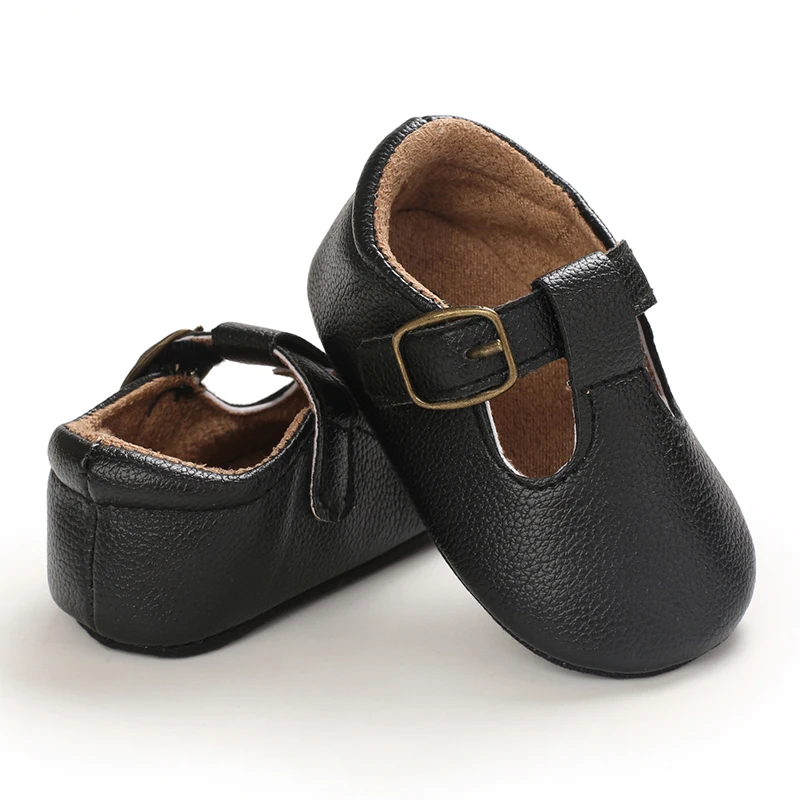 Infant Newborn Baby Girls Princess Non-Slip Floral Border Shoes Toddler Baby Soft PU Leather Prewalker Shoes Solid First Walkers