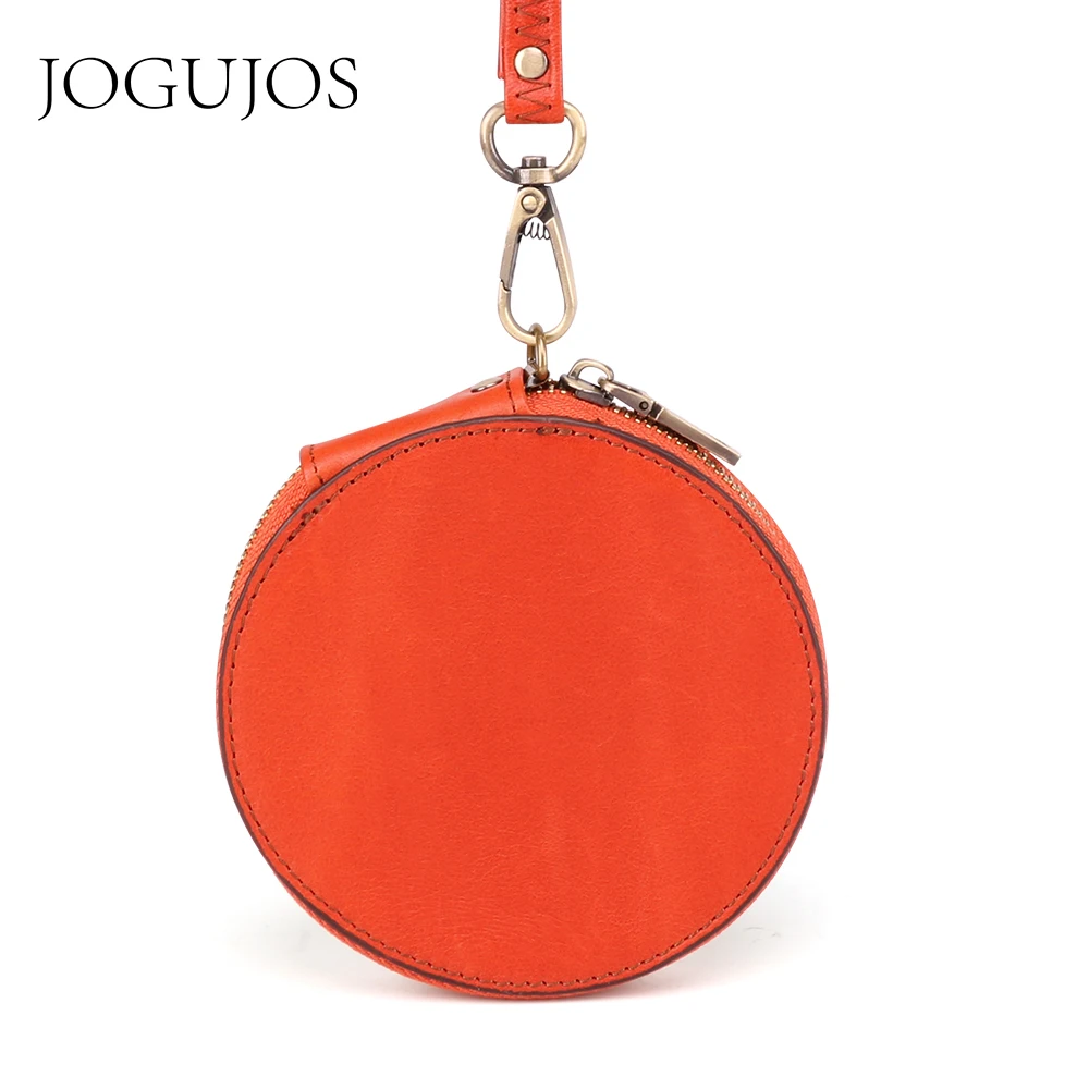 

JOGUJOS Genuine Leather RIFD Wallet Unisex Credit Card Holder Wallet Men Women Mini Wallet Cowhide Design Round Coin Purse 2019