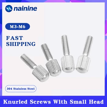 

[M2 M2.5M3 M4 M5 M6] GB836 304 Stainless Steel Knurled Screws With Small Head Thumb Screw Hand Tighten Curtain Lock Screws A122