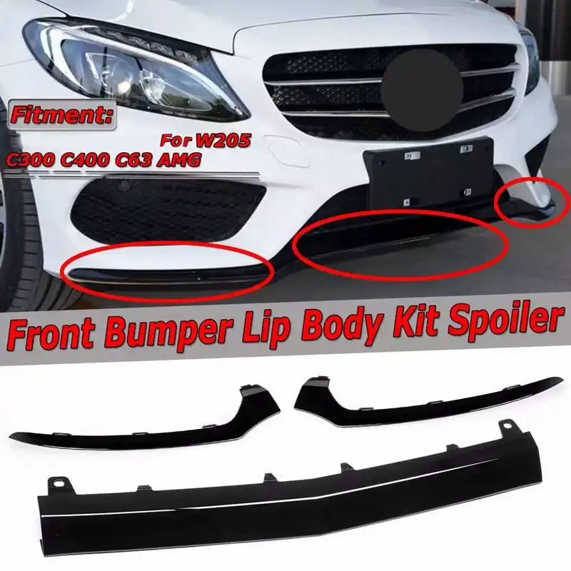Bumper Car Chrome Front Bumper Lip Lower Splitter Cover Trim Fit for Benz W205 C300 C400 C63 AMG 2058851574 Auto Parts Color : Chrome