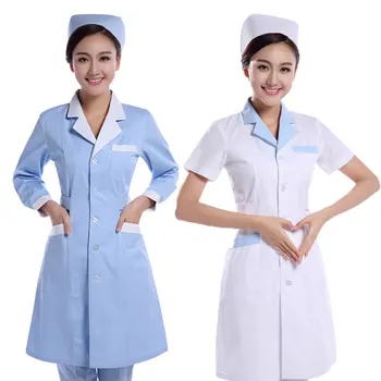 

New Short-sleeved Nurse Clothes Long-sleeved Korean White Coat Medical Work Clothes Semi-permanent Beauty Salon Clothes