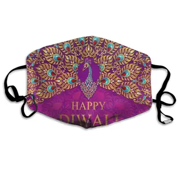 

Dustproof Washable Reusable Happy Diwali Peacock Mouth Cover Mask Protective Warm Windproof Mask