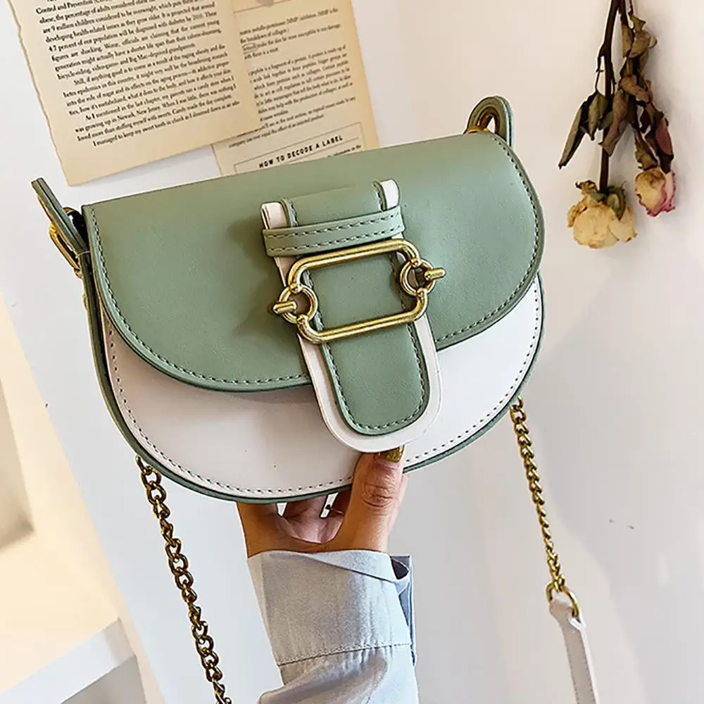 

Fashion Saddle Bag Women Retro Patchwork Colors PU Leather Handbags Luxury Women Bags Cross Body Bags Ladies Shoulder Bag #20