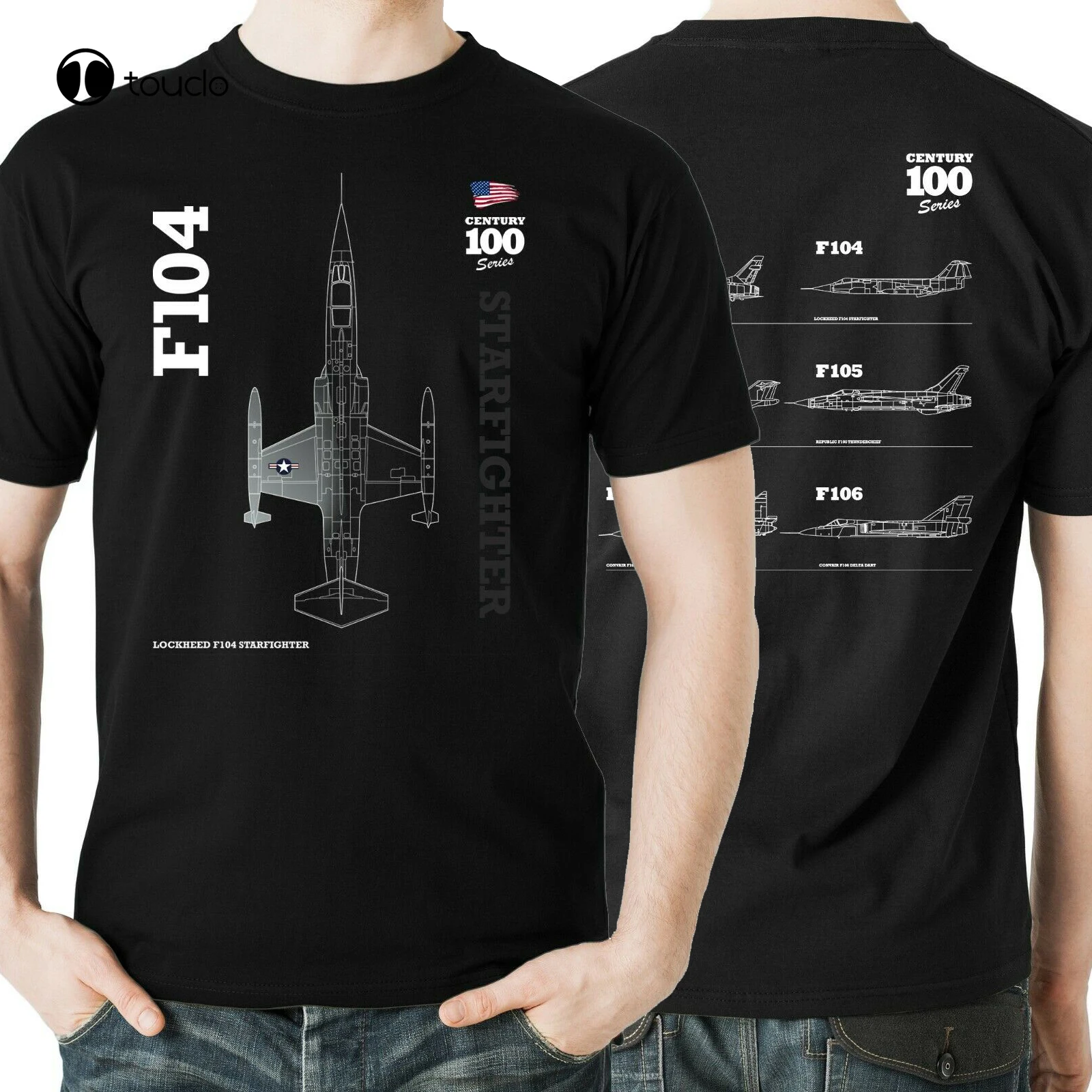 Usaf Century Series F104 "Starfighter" T-Shirt Intercettore Supersonico. Maglietta Da Uomo Con Scollo A O Manica Corta In Cotone Estivo Novità Xs-5Xl