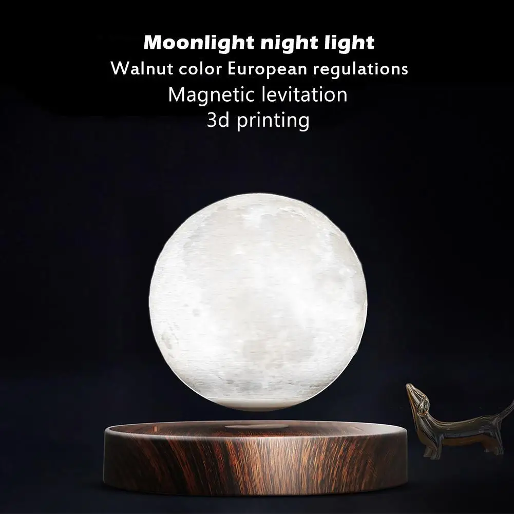

Magnetic Floating Table Lamp Moon Shape Warm Light 360 Degree Rotating Lamp US Plug Low Power Consumption Energy Saving