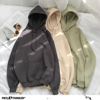 

Woman's Solid 12 Colors Korean Hooded Sweatshirts Female 2020 Cotton Thicken Warm Hoodies Lady Autumn Fashion Tops