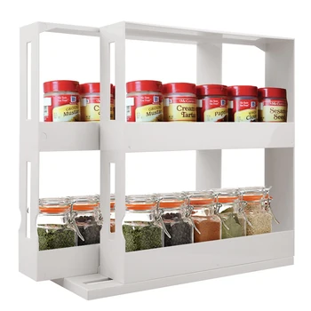 

Kitchen Cabinet Cupboard Organizer Multifunctional Rotating Spice Rack Organizer Swivel Rack Storage Shelf