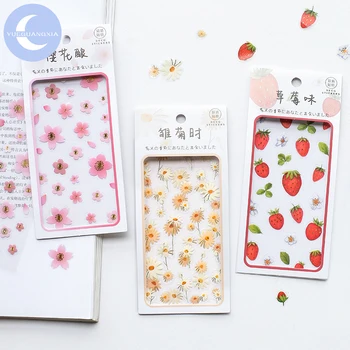 

YueGuangXia 4 Designs 2pcs/lot Flowers Seasonal Kawaii Stickers Scrapbooking Bullet Journal Popular Deco Plain Sheet Stickers