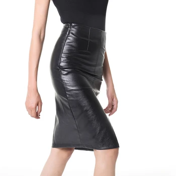 

PU Leather Black Split Skirt Women 2020 New Sexy High Waist Solid Color Skirt Pencil Skirt Knee Length Skirts Feminina