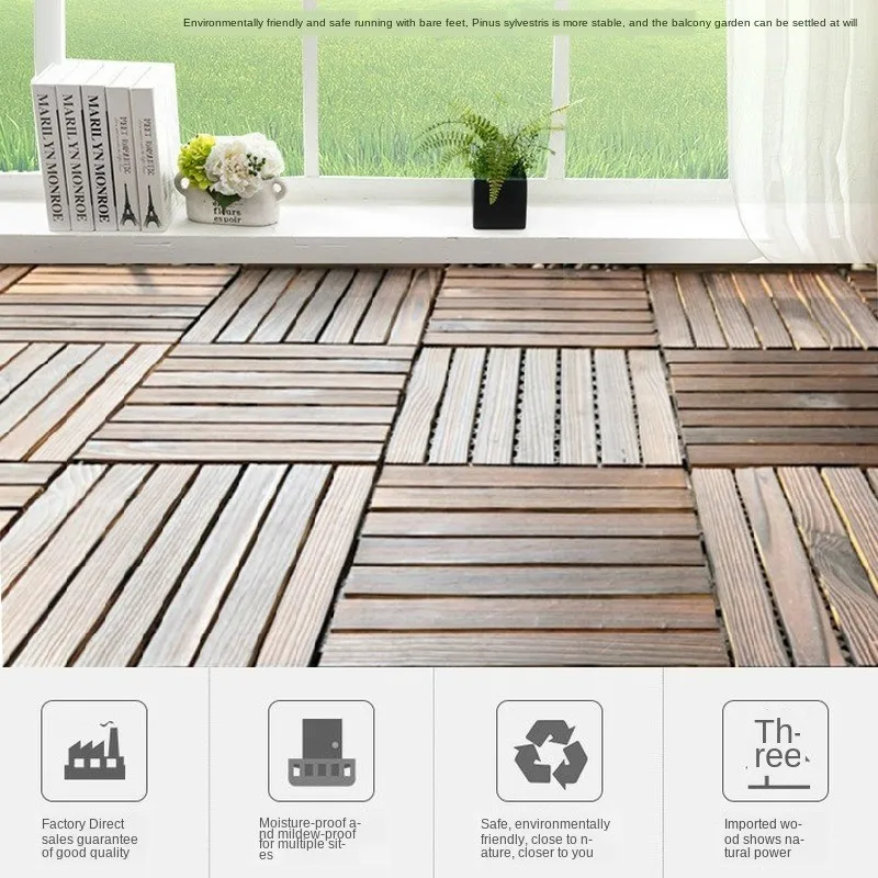 290x290x20mm ONE PIECE Solid Wood Floor Balcony Garden Outdoor Courtyard Terrace Mosaic Carbonized Anti-Corrosion Floor 290x290x20mm ONE PIECE Solid Wood Floor Balcony Garden Outdoor Courtyard Terrace Mosaic Carbonized Anti-Corrosion Floor