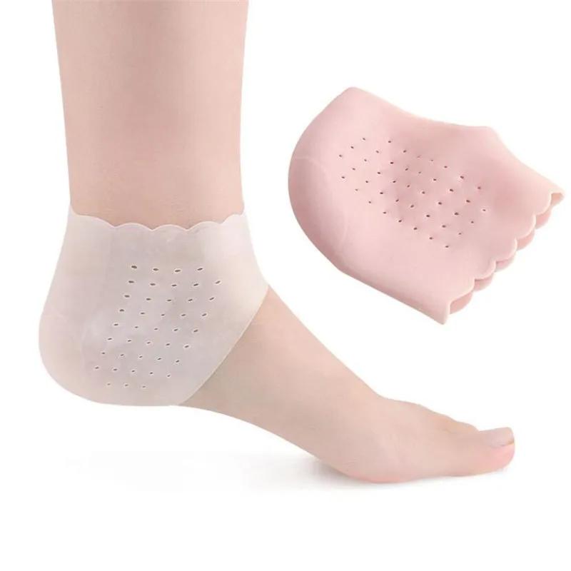 2 Pcs New Soft Silicone Foot Chapped Heel Insole Protector Moisturizing Gel Heel Socks Cracked Skin Protective Cushion