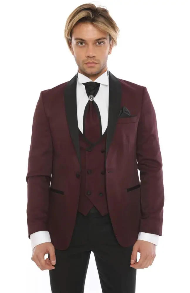 

Handsome Groomsmen Wool blend Groom Tuxedos Mens Wedding Dress Man Jacket Blazer Prom Dinner (Jacket+Pants+Tie+Vest) A110