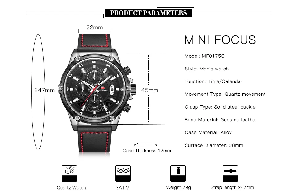 MINI FOCUS Quarzuhr für Herren, wasserdicht_voghion.com