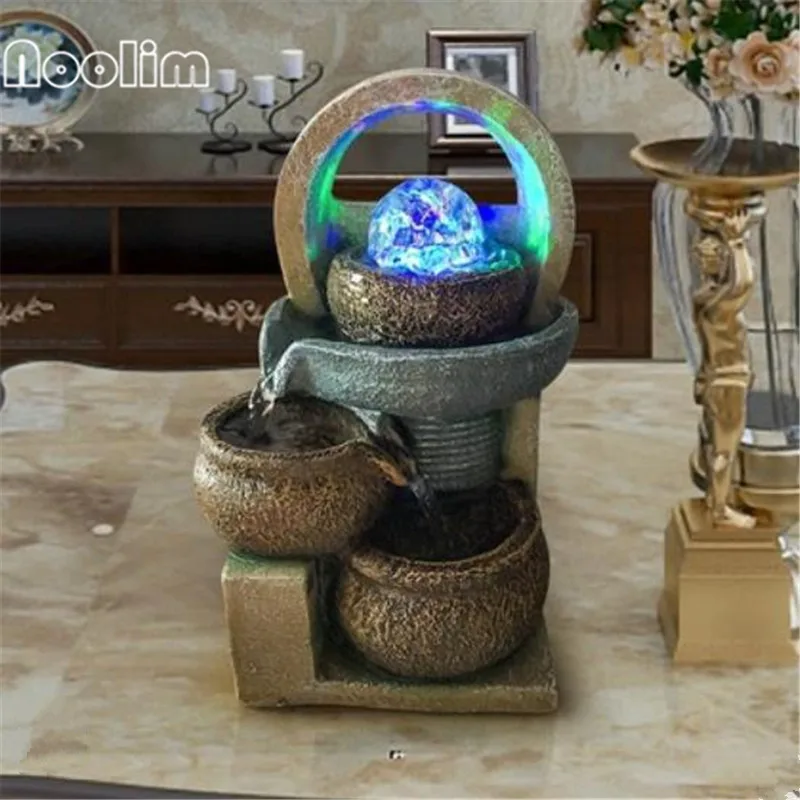 

Indoor Water Fountain Resin Water Ornaments Feng Shui Ball Display Bonsai Humidifier Home Opening Ceremony Gift