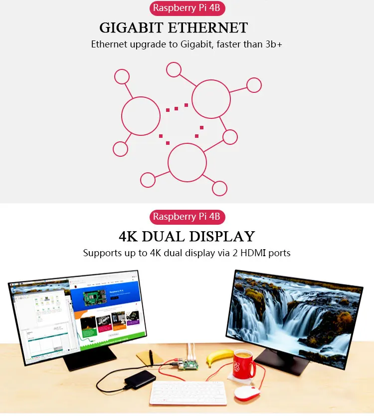 Raspberry Pi 4 B 1G/2G/4G Модель B макетная плата BCM2711 SoC DDR4 ram USB 3,0 Поддержка PoE, чем Pi 3 Raspberry
