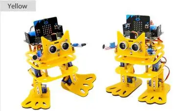 With Microbit Yellow Микро: бит программируемый танцующий робот бипедальный гуманоид сервопривод умный робот микробит Программирование обучения DIY набор для детей подарок - Комплект: With Microbit Yellow