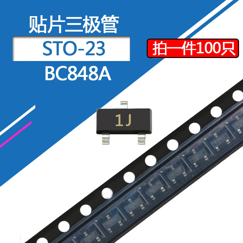 100pcs/lot BC848A SMD Transistor SOT-23 Package Silk Screen 1J 0.1A/30V NPN Transistor 3000pcs bc846a 1a bc846b 1b bc846c 1c bc847a 1e bc847b 1f bc847c 1g bc848a 1j bc848b 1k bc848c 1l bc850b 2f bc850c bc856a sot 23