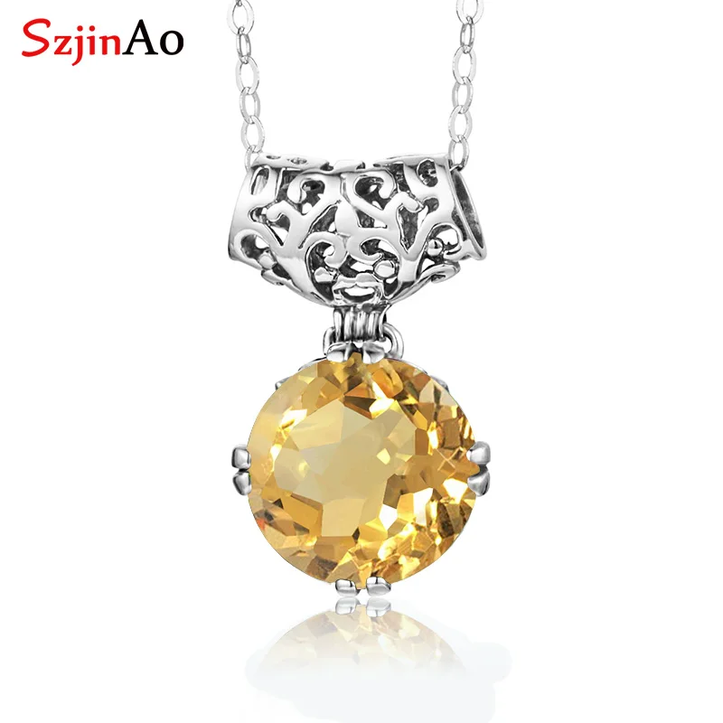 

SzjinAo Handmade Round Peridot Pendants for Women Solid 925 Sterling Silver Unique August Birthstone Pendant Anniversary Gift