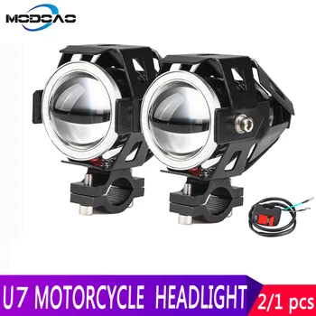 

1/2pcs Motorcycle Headlight U7Angel Devil Eyes Motorbike Spotlight Moto Driving Car Fog Spot Head Light Strobe Motor Headlamps