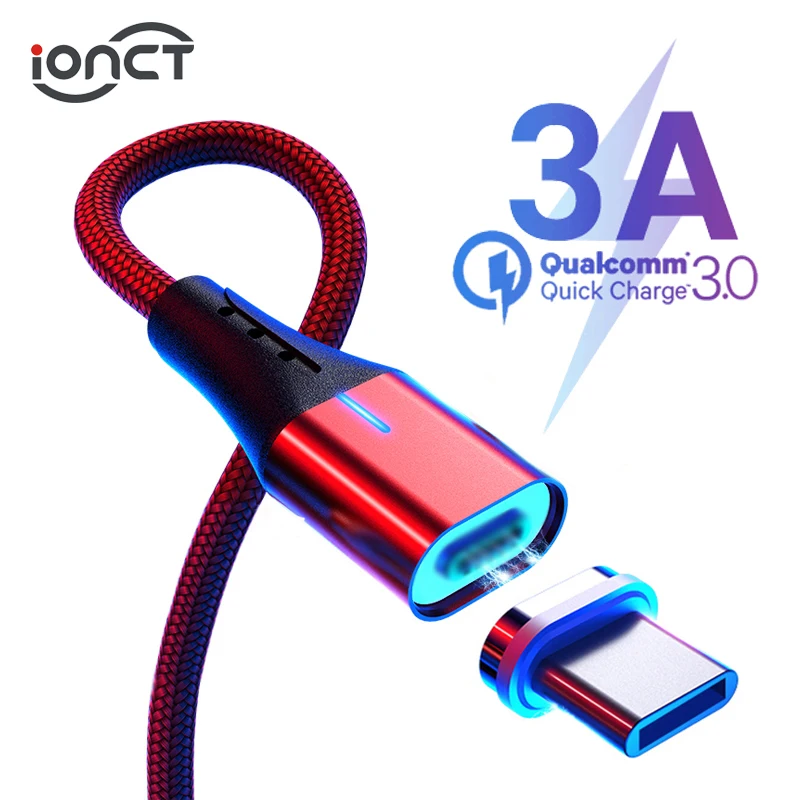 IONCT 3A Быстрая зарядка USB-C Магнитный кабель для Xiaomi 5 samsung Android мобильный телефон шнур провод магнит Зарядное устройство usb Тип C кабель