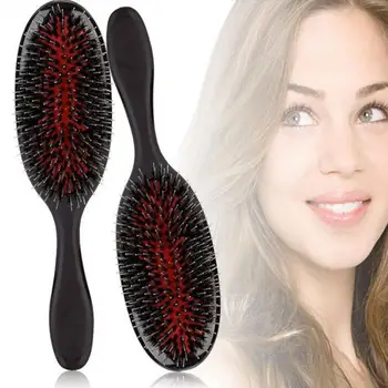 

Boar Bristle & Nylon Hair Comb Professional Anti Static Hair Styling Salon Bristles Quick Dry Comb Boar Soft Tool Hairbrush W0D3