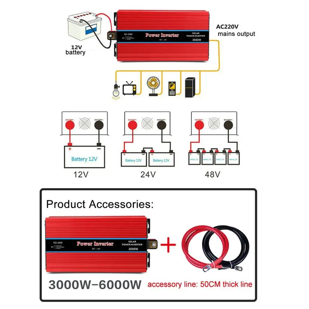 Двойной дисплей Автомобильный инвертор USB конвертер зарядное устройство адаптер Модифицированная синусоида 5000 Вт