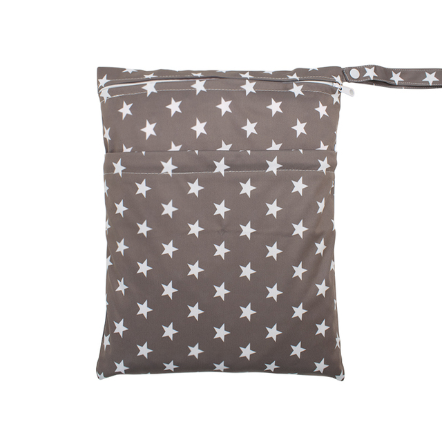 Baby Nappies Bag Printed Wet Dry Nappy Zipper Handbag Stroller Accessories For Baby Diapers Nappies Bag Reusable
