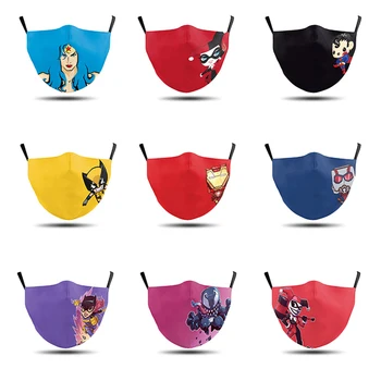 

1 PCS Adult 3D Mask for Face Mouth Funny Mask Reusable Washable Anime Mask Venom Captain America Iron Man Mask with 2 Fliter