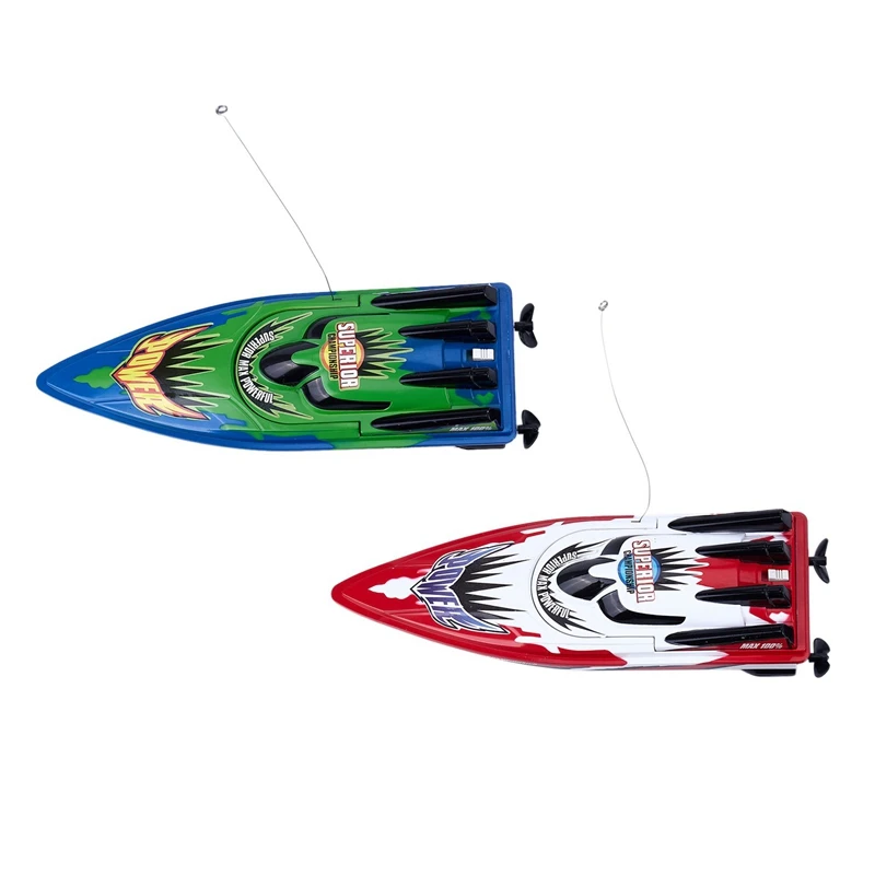 2 Pcs RC Boat Radio Remote Control Twin Motor High Speed Racing Toy Gift for Kids Eu Plug Green &amp Red | Игрушки и хобби