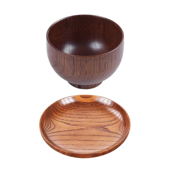 

Wooden Bowls Wooden Soup Bowl Healthy Food Container Vintage Dinner & Tableware Household Smooth Wooden Bread Dish Tray