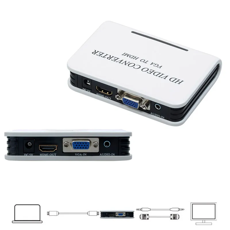 1080P Аудио VGA к HDMI HD HDTV видео конвертер коробка адаптер для ПК/ноутбука/DVD