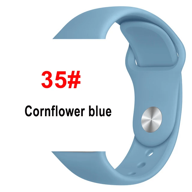 35 Cornflower Blue Спортивный мягкий силиконовый ремешок для Apple Watch, ремешок 44 мм, 40 мм, серия 5, 4, браслет для часов iWatch, ремешок 38 мм, 42 мм, 3, 2, 1, аксессуары - Цвет ремешка: 35 Cornflower Blue
