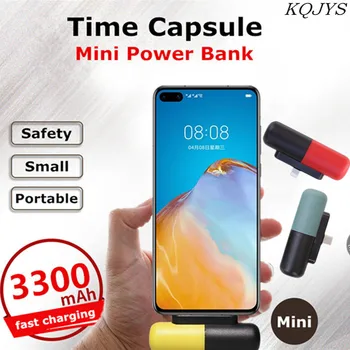 Kqjys 3300 2600mahカプセルポータブルミニ電源銀行iphone xiaomi huawei社電源銀行充電旅行ミニバッテリー充電器
