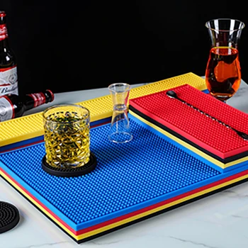 

GURET Cups Mat Bar Cocktail Bartending Tools Rubber Table Mat Leakproof Anti-slip Coaster Beer Bar Coffee Spill Mats Cafe Tools