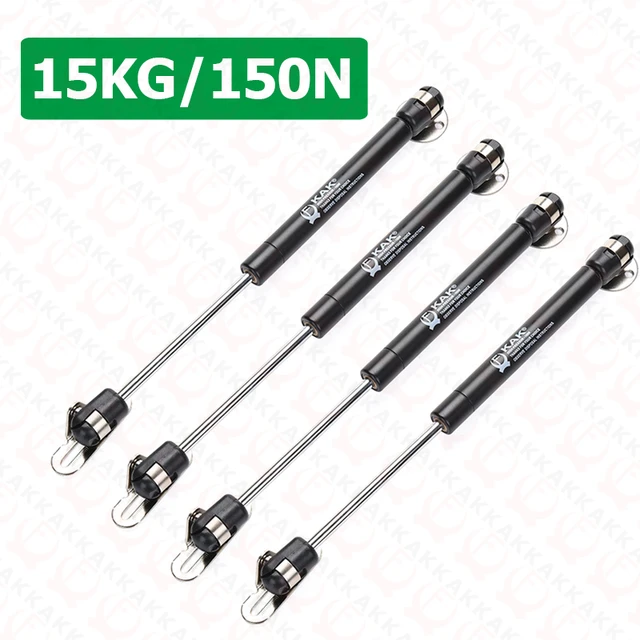 KAK 4 Pieces Soft Closing Cabinet Hinges 6kg to 10kg Bench Toy Box Lid Support Gas Strut  Kitchen Cupboard Door Support Hardware Black 15KG x 4
