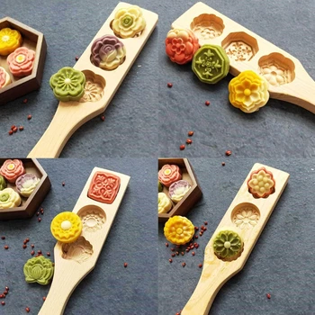 

Wooden Mooncake Mold Flower Pastry Baking Tool for Making Mung Bean Cake Ice Skin Fondant Mould Biscuit Chocolate Decorating U1J