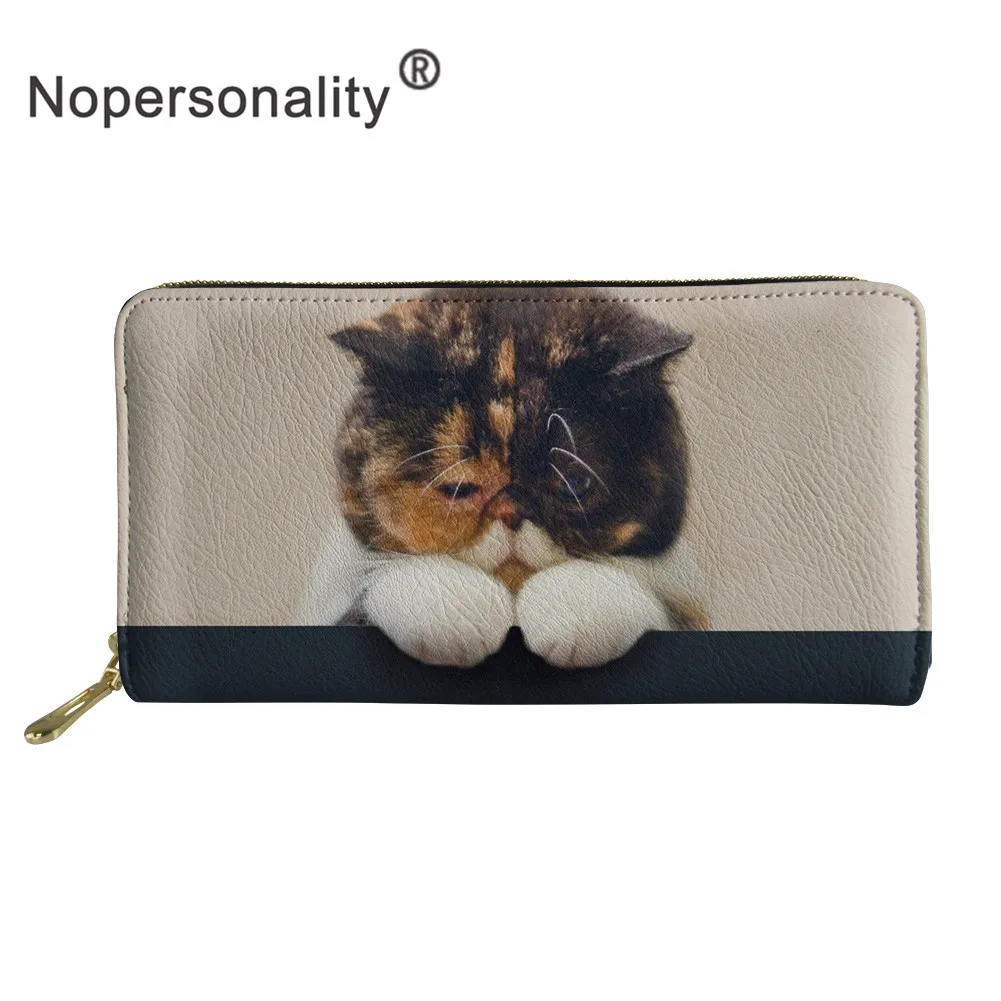 Nopersonality, 3D, джинсовый, с принтом кота, забавный, кожзам, кошельки, водонепроницаемые, женские, повседневные, кошельки, длинный кожаный кошелек, сумка для денег для дам - Цвет: Z2430Z21