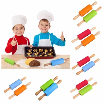 

9 Inch Silicone Rolling Pin For Kids Non-stick Surface And Comfortable Handles Kitchen Tools Children Cooking Baking Tool