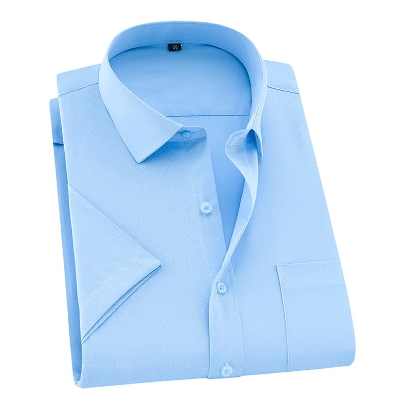 New Summer Plus Size Men Shirt Short Sleeved Solid Twill Business Shirt Male Clothes Size 5XL 6XL 7XL 8XL DS252